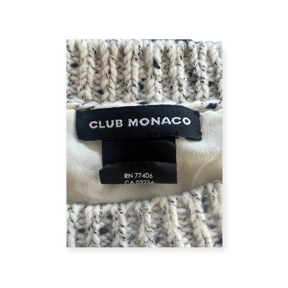 Club Monaco sweater knit top gray cream XS wool blend - Picture 11 of 12